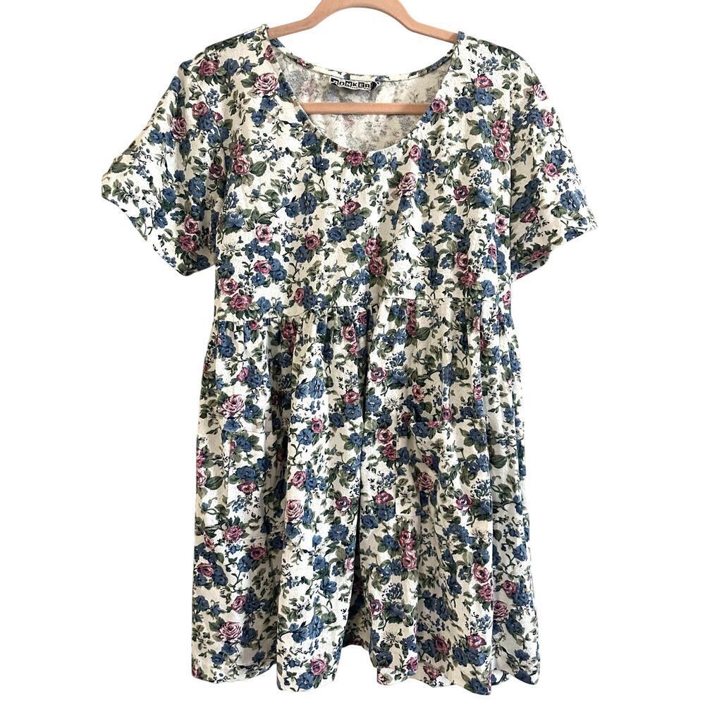 BONKERS Clothing Co Vintage Y2K 90s Babydoll Floral Tie Top Dress Cottagecore